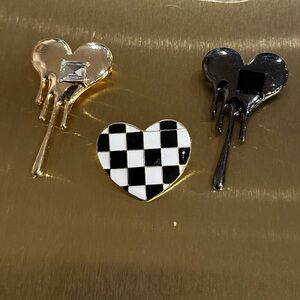 🖤Valentines Day DEAL Heart Drip and Checkered Pin Trio Set